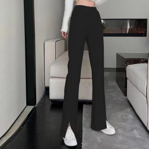 Causual Chic Comfy Velvet Long Wide Leg Gathered Waist Pants