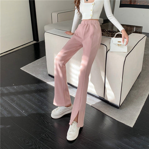 Causual Chic Comfy Velvet Long Wide Leg Gathered Waist Pants