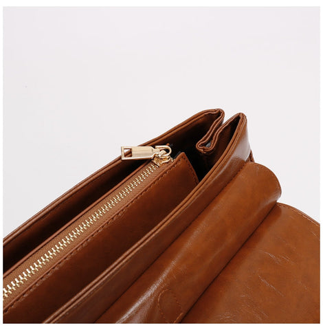 Retro Chic Brown Black Leather School College Satchel Bag