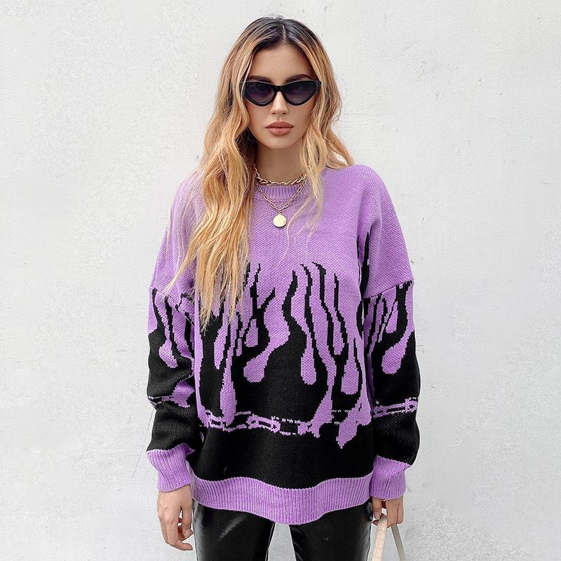 Fire Flame Print Sweater