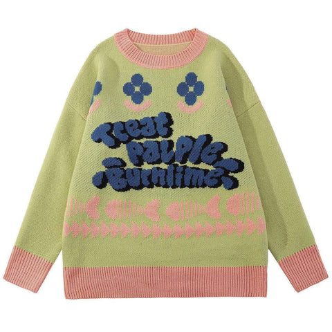 Fish Pattern Knit Sweater