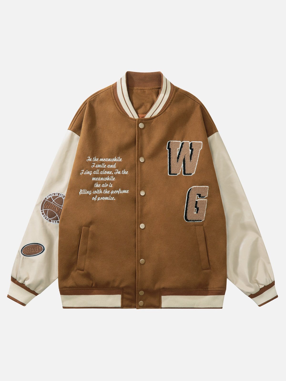 Flocking Embroidery Letters Varsity Jacket