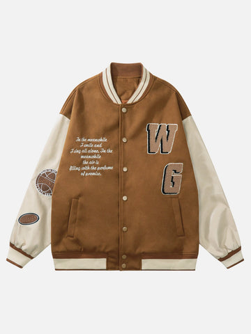 Flocking Embroidery Letters Varsity Jacket