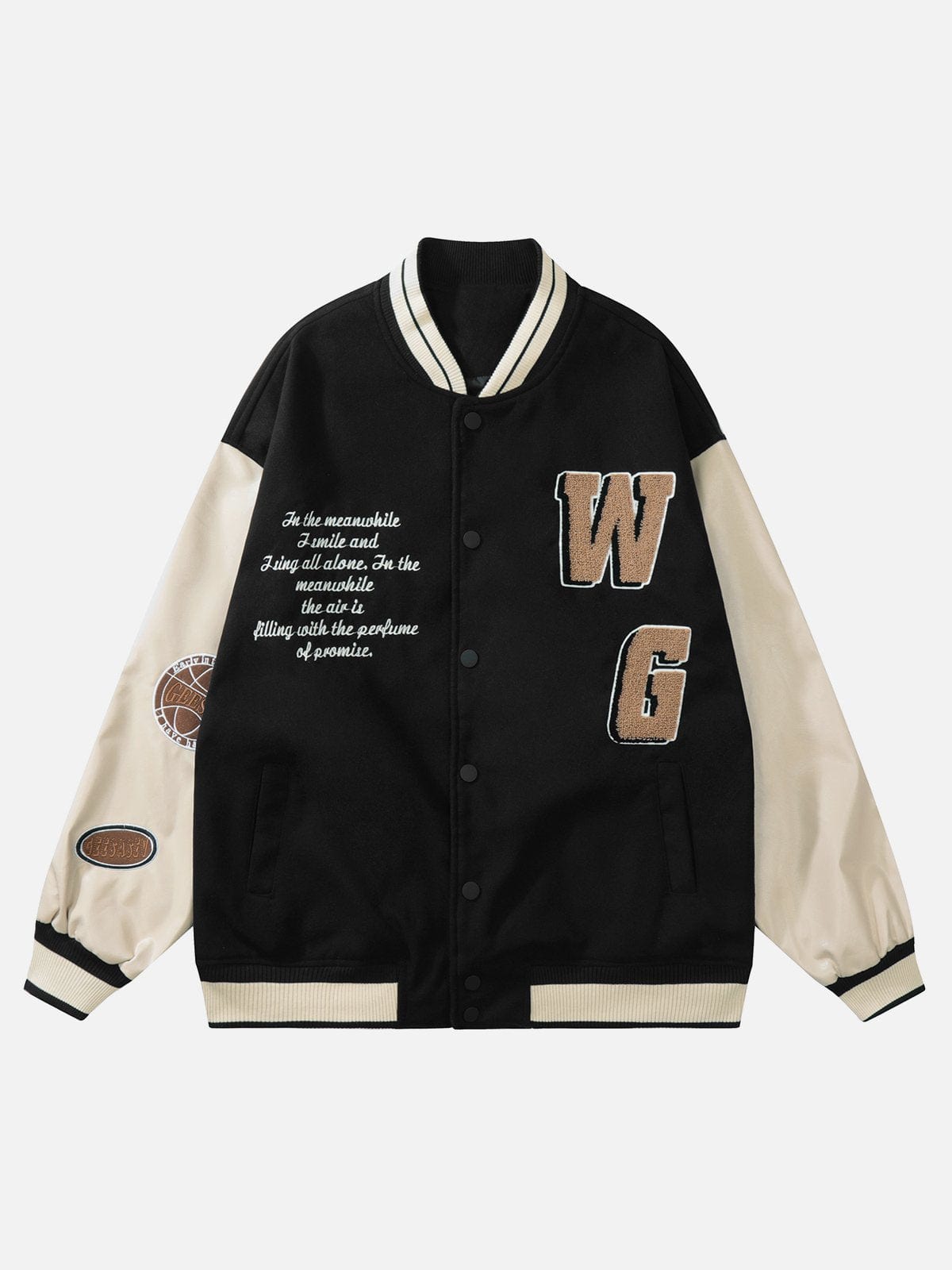 Flocking Embroidery Letters Varsity Jacket