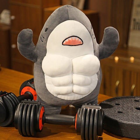 Funny Plush Bodybuilder Shark with Six-Pack