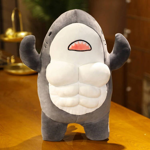 Funny Plush Bodybuilder Shark with Six-Pack