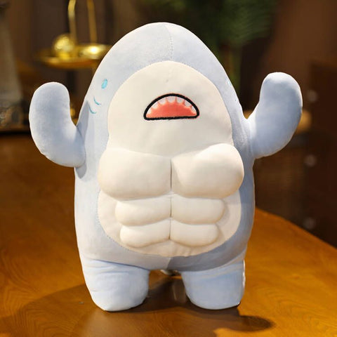 Funny Plush Bodybuilder Shark with Six-Pack