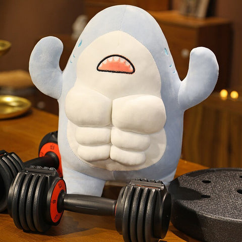 Funny Plush Bodybuilder Shark with Six-Pack