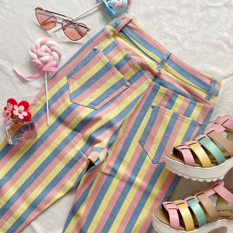 Candy Pastel Stripe Mom Jeans