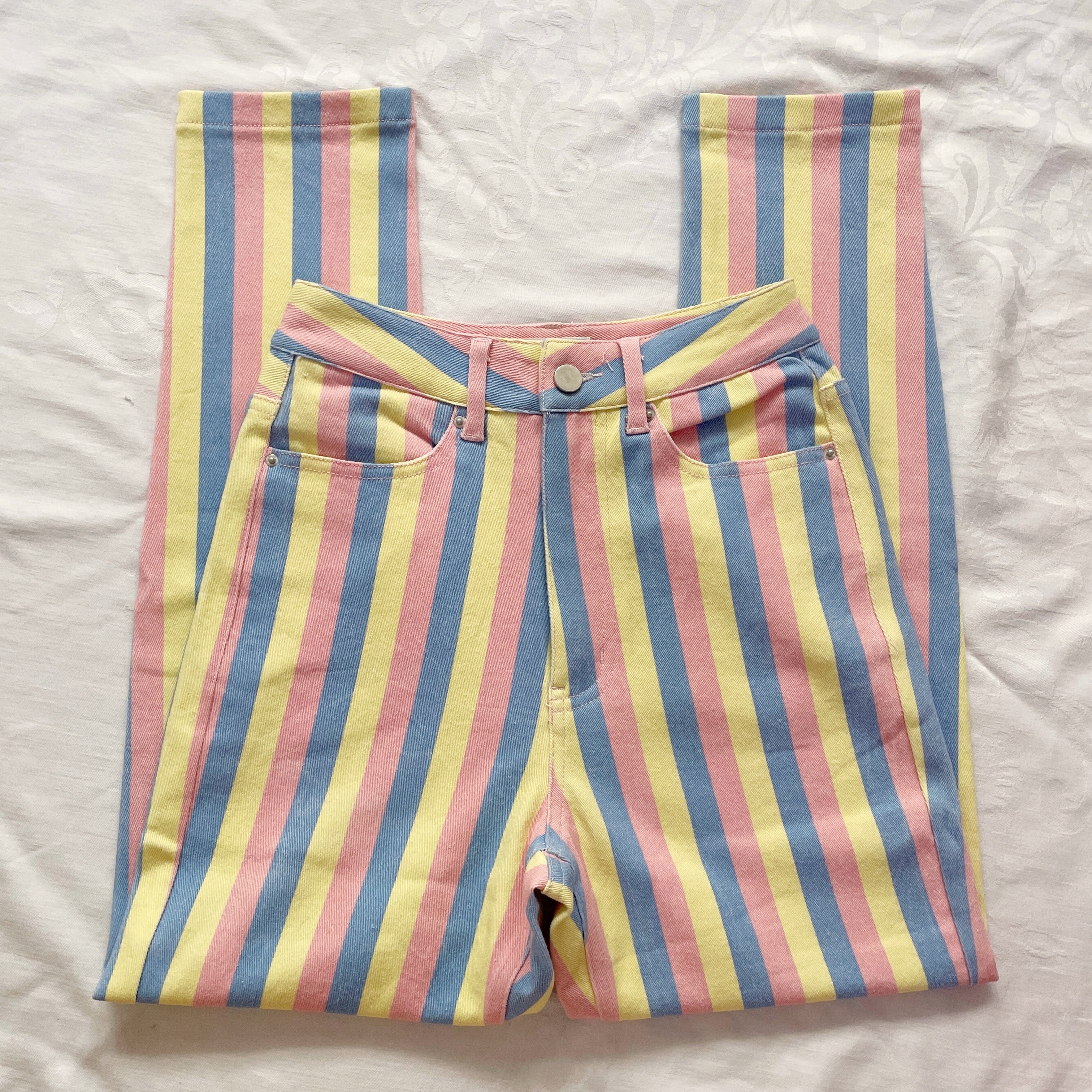 Candy Pastel Stripe Mom Jeans