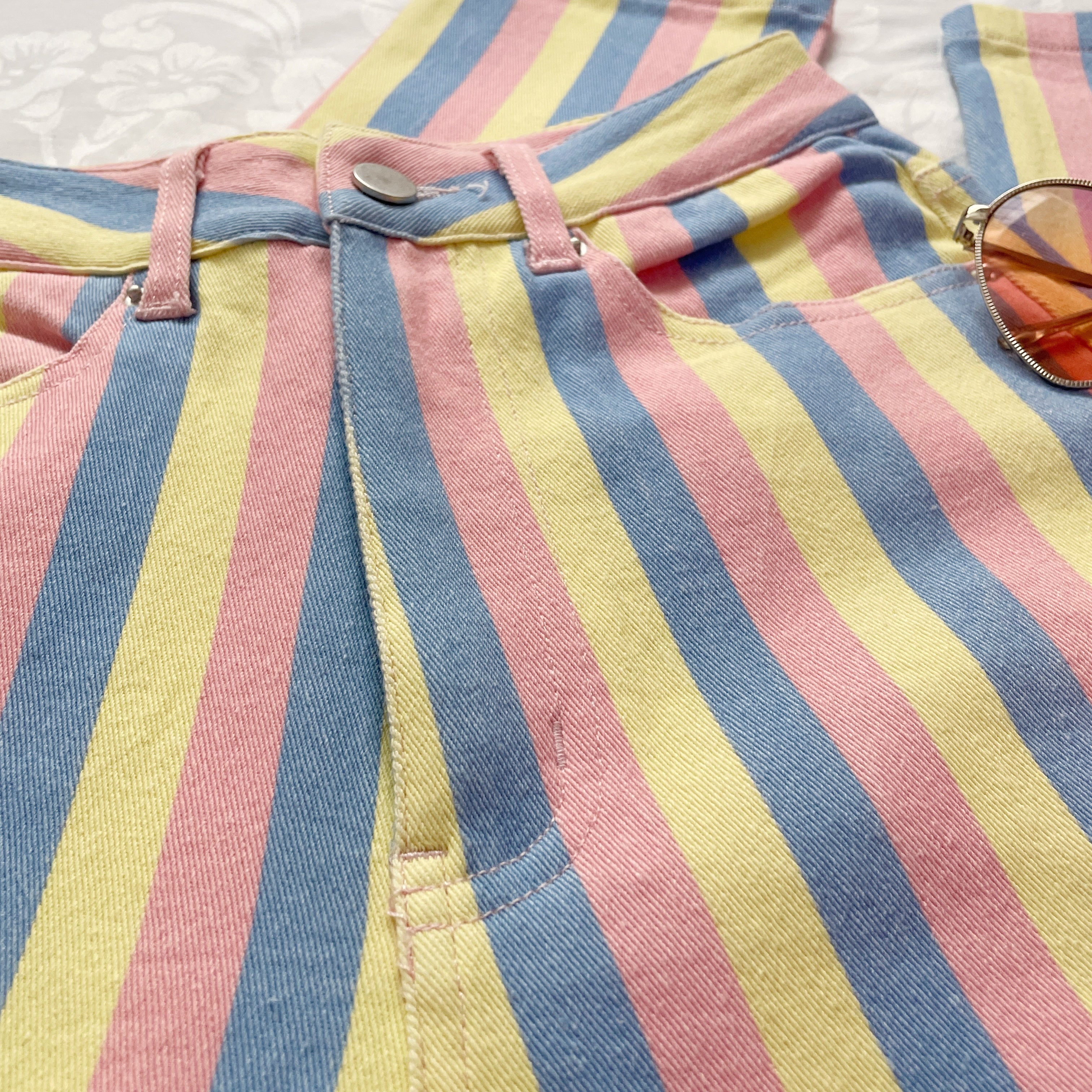 Candy Pastel Stripe Mom Jeans