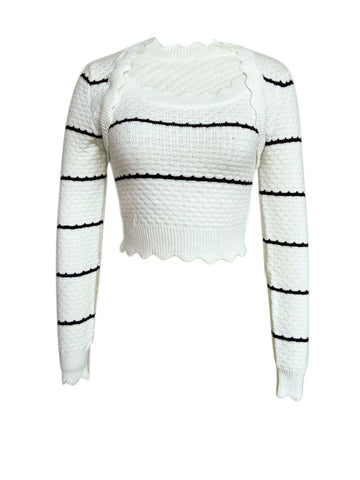 Striped Long-Sleeved Woolen Top