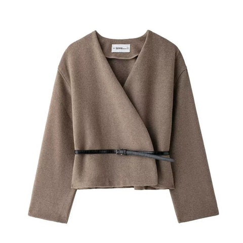 V-Neck With A Belt Soft Coat