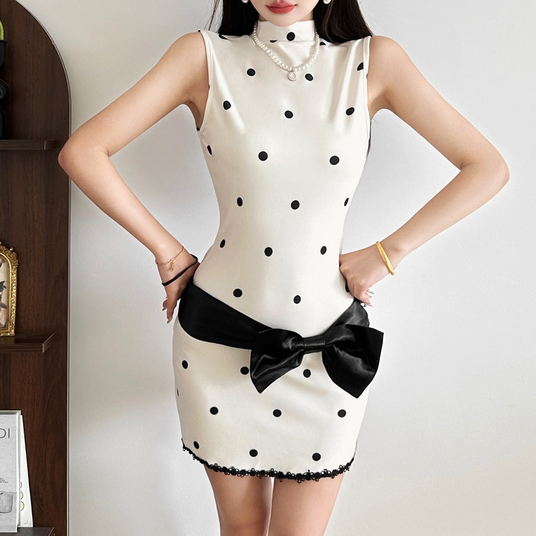 A Figure-Hugging Printed Dress
