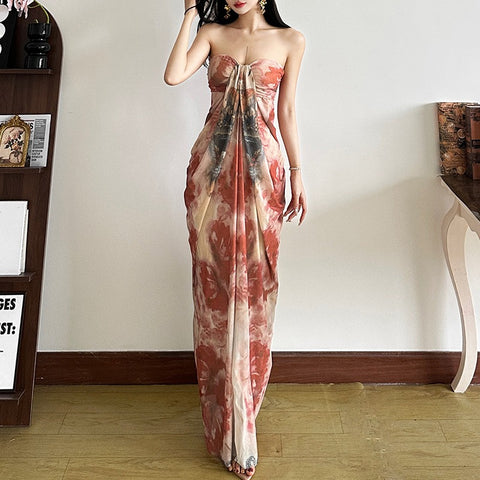 One-Shoulder High-Necked Floor-Length Dress