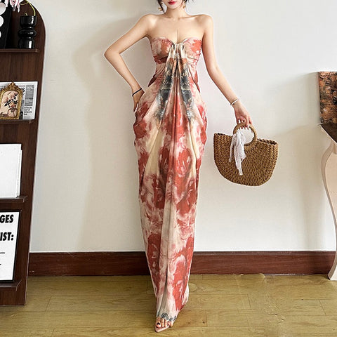 One-Shoulder High-Necked Floor-Length Dress