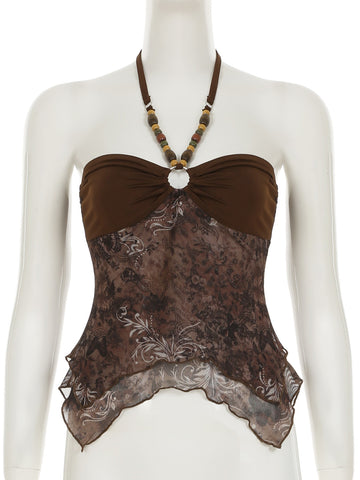 Beaded Necklace Strap Tank Top