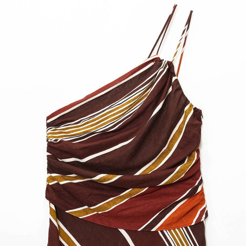 Cross Back Striped Split Mini Dress