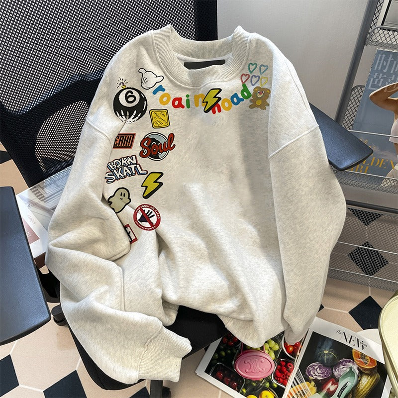 Printed Round-Neck Hoodie