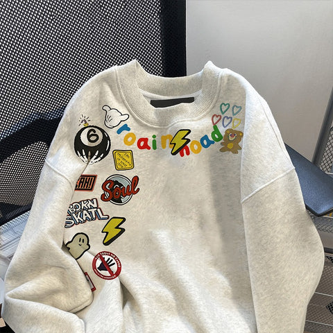 Printed Round-Neck Hoodie