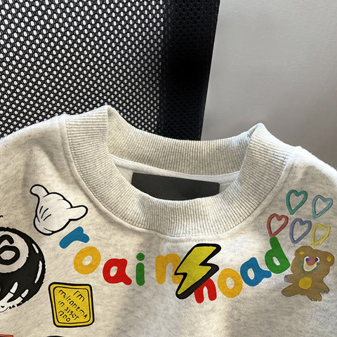 Printed Round-Neck Hoodie