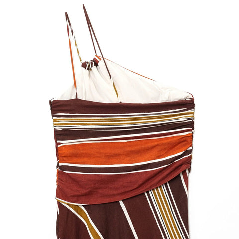 Cross Back Striped Split Mini Dress