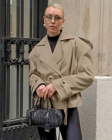 Lace-Up Waist-Cinching Windbreaker Coat