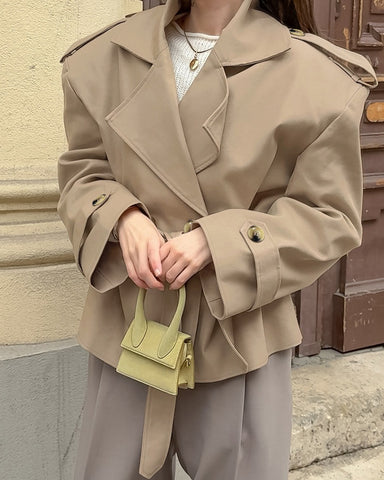 Lace-Up Waist-Cinching Windbreaker Coat