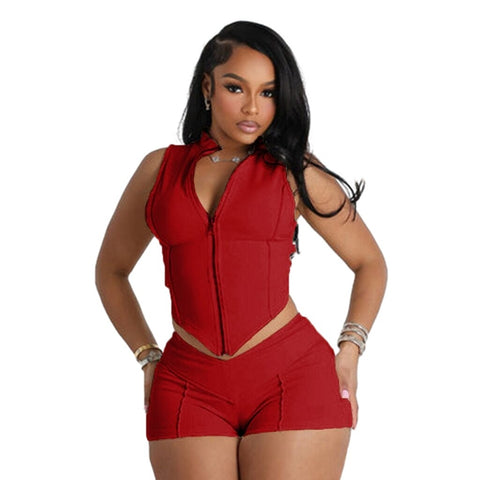 Lapel Sleeveless Shorts Cover