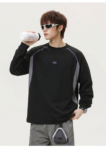 Sweatshirt mit Rundhalsausschnitt und Patchwork-Streifen