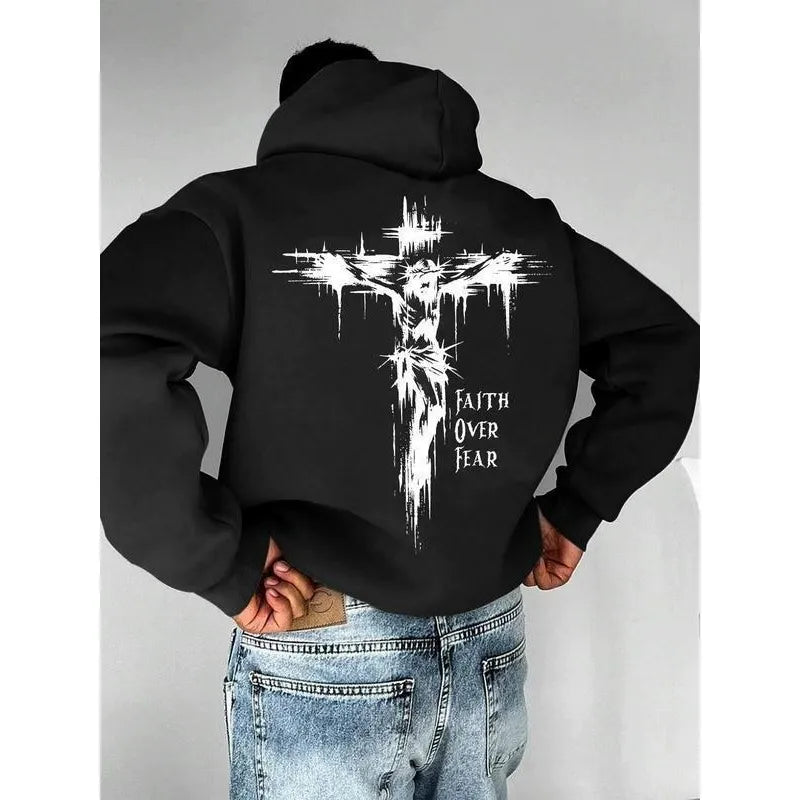 Cross-Shaped Hooded Sweatshirt