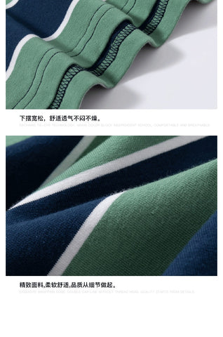 Lässiges, gestreiftes Sweatshirt mit langen Ärmeln und Umlegekragen 