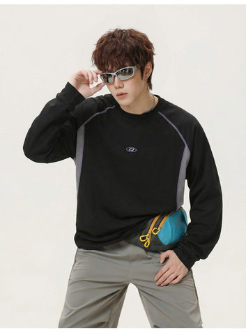 Sweatshirt mit Rundhalsausschnitt und Patchwork-Streifen