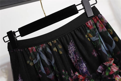 Falda de tul con volantes escalonados