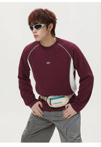 Sweatshirt mit Rundhalsausschnitt und Patchwork-Streifen