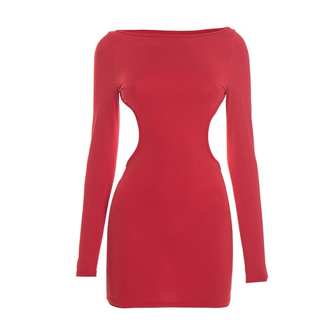 Hollowed-Out Butterfly-Shaped Long-Sleeved Dress