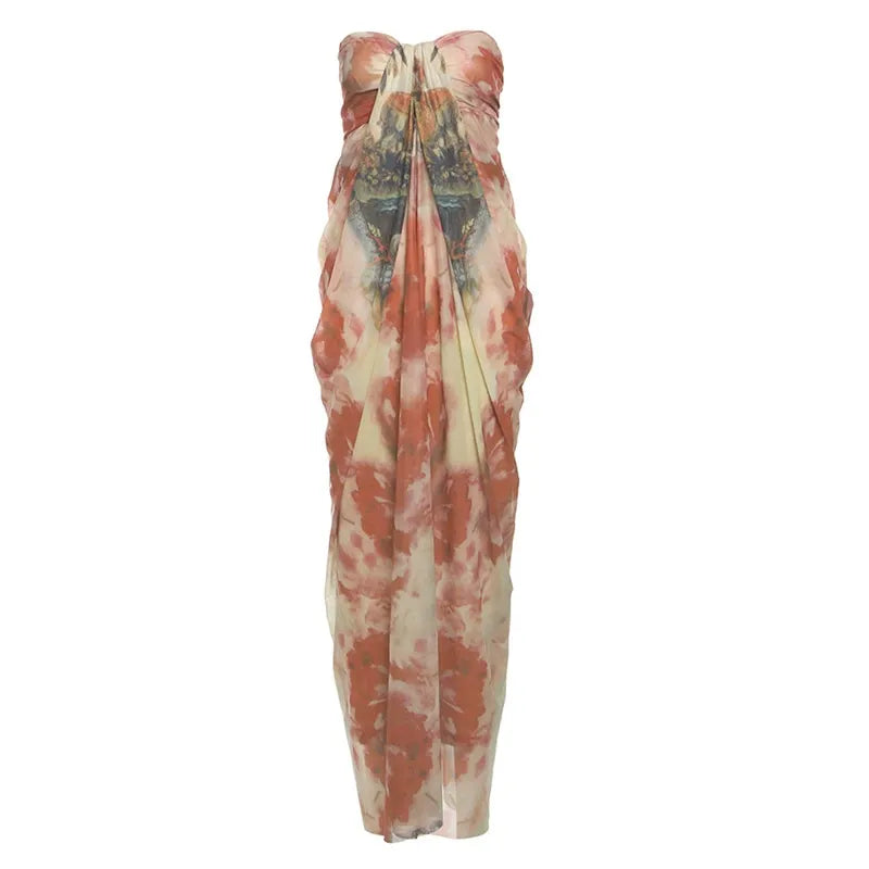 One-Shoulder High-Necked Floor-Length Dress