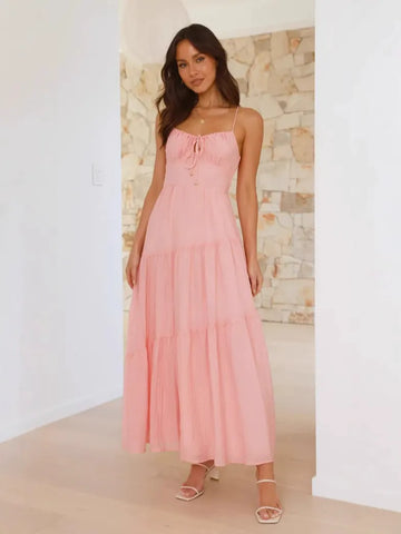 Solid Ruffle Hem Midi Dress