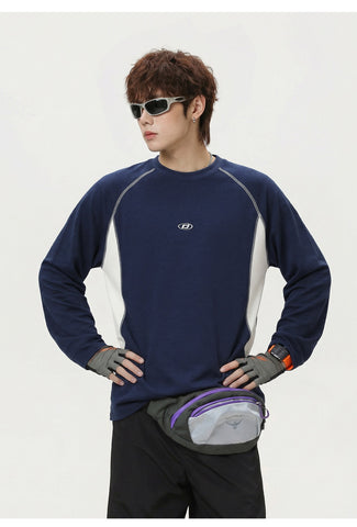 Sweatshirt mit Rundhalsausschnitt und Patchwork-Streifen