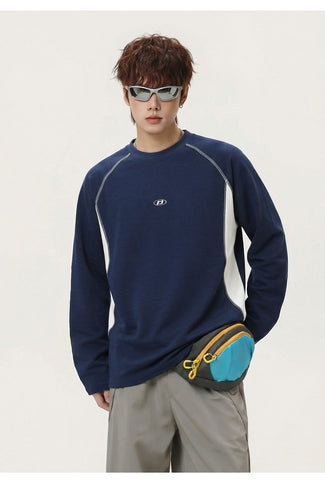 Sweatshirt mit Rundhalsausschnitt und Patchwork-Streifen