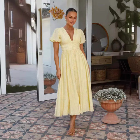 Frill Trim Button Up Midi Dress