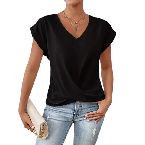 Top holgado con cuello en V y giro