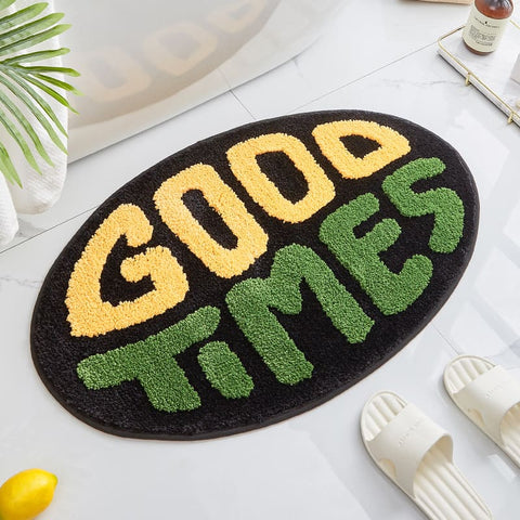 Alfombras y tapetes con letras de frutas de dibujos animados kawaii: aguacate, limón