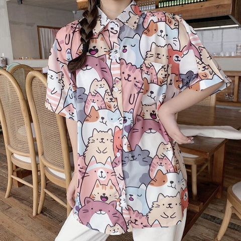 Camiseta de gatos kawaii 