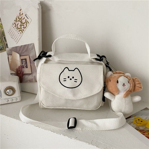 Bolso de hombro de lona fresca Kawaii