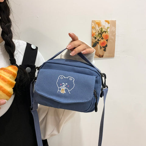 Bolso de hombro de lona fresca Kawaii