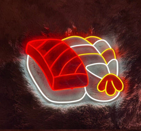 Decoración LED de neón con forma de sushi