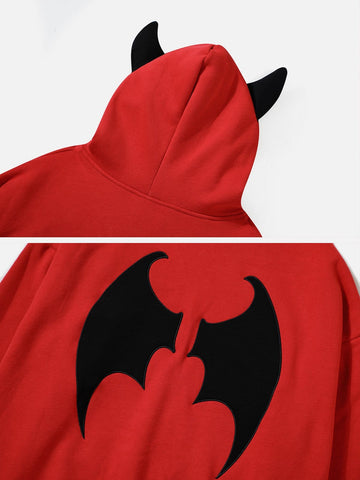 Little Devil Embroidery Thick Hoodie