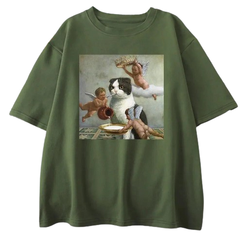Little God Cat and Angels T-Shirt