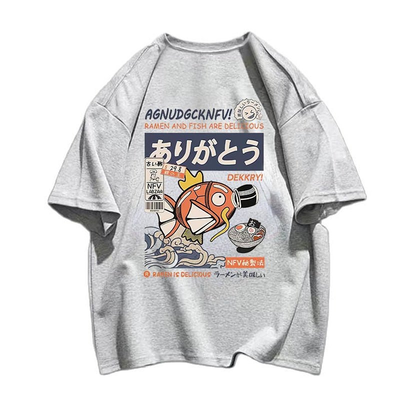 Camiseta de calle Magikarp Ramen y Pescado